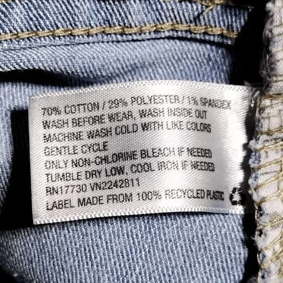 Wild Fable Rose Print Denim Jean Cut Off Shorts Jr Sz 9 Raw Fringe Hem - Picture 4 of 10